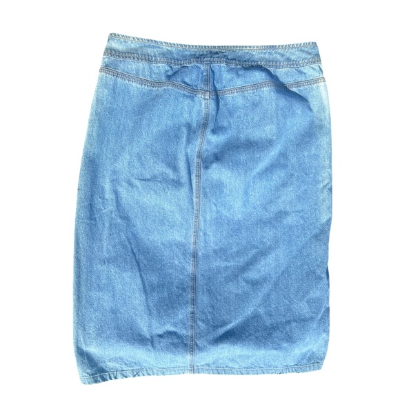 Vintage Cotton Denim Jean Midi Skirt Front Slit Size 16 Y2K - Picture 2 of 4